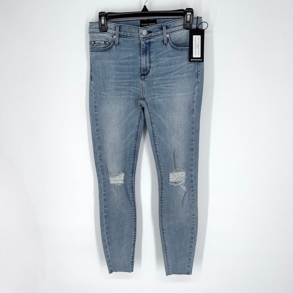 Black Orchid NEW Noah Ankle Fray Shadow Pocket Jeans SZ 26 One for the Road Blue